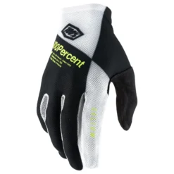 100 Percent Celium Long Finger Gloves - Black/White/Fluo Yellow -Sportfu Bike Gear Shop 10005 442