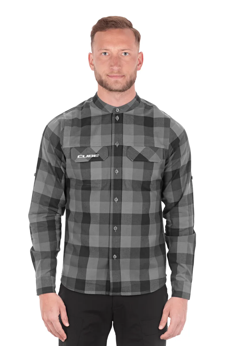 Cube Long Sleeve Work Shirt - Grey Check 1 Cube Long Sleeve Work Shirt - Grey Check