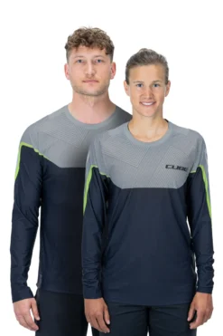Cube Edge Round Neck Long Sleeve Jersey - Grey/Lime