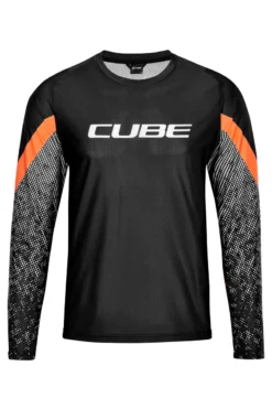 Cube Edge Round Neck Long Sleeve Jersey - Black/Orange -Sportfu Bike Gear Shop 11143 1