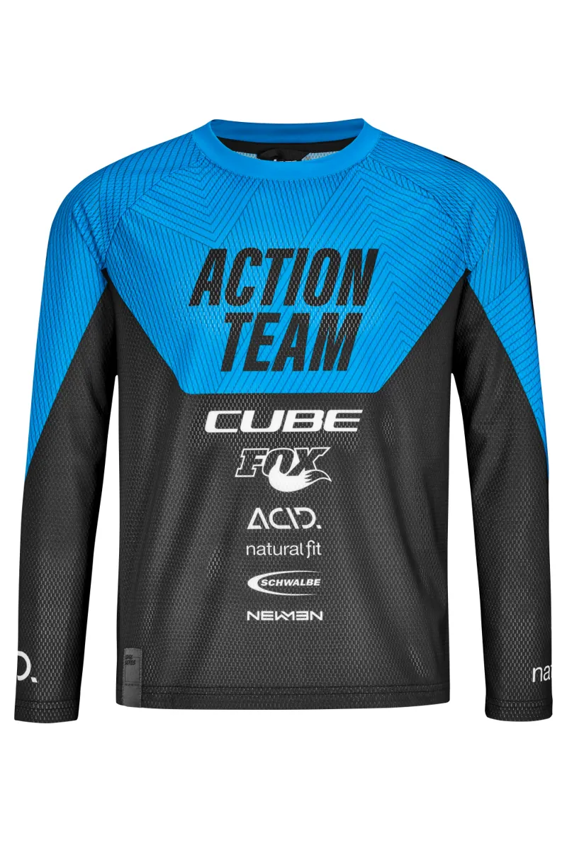 Cube Junior X Action Team Long Sleeve Jersey - Black/Blue 3 Cube Junior X Action Team Long Sleeve Jersey - Black/Blue - Image 3