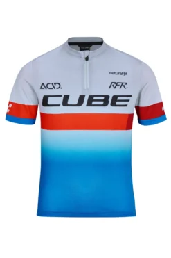 Cube Junior Teamline Short Sleeve Jersey - Blue/Red/Grey -Sportfu Bike Gear Shop 11340 1