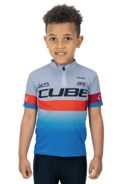 Cube Junior Teamline Short Sleeve Jersey - Blue/Red/Grey -Sportfu Bike Gear Shop 11340 2