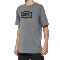 100 Percent Icon Youth Short Sleeve T-Shirt - Heather Grey -Sportfu Bike Gear Shop 20001 00008