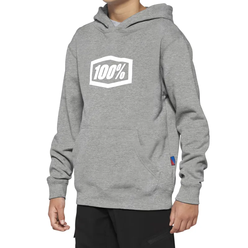 100 Percent Icon Pullover Youth Hoodie - Heather Grey 2 100 Percent Icon Pullover Youth Hoodie - Heather Grey - Image 2