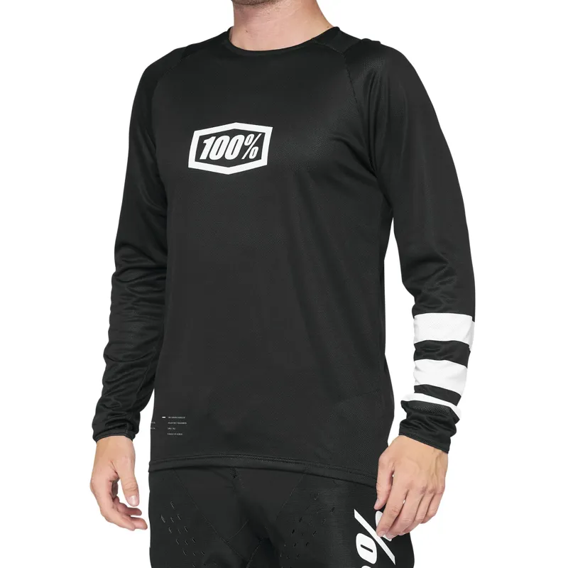 100 Percent R-Core Men's Long Sleeve Jersey - Black/White 2 100 Percent R-Core Men's Long Sleeve Jersey - Black/White - Image 2
