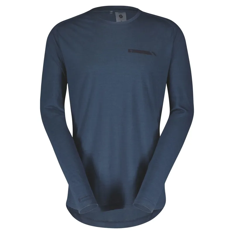 Scott Defined Merino Men's Long Sleeve Jersey - Metal Blue 2 Scott Defined Merino Men's Long Sleeve Jersey - Metal Blue - Image 2