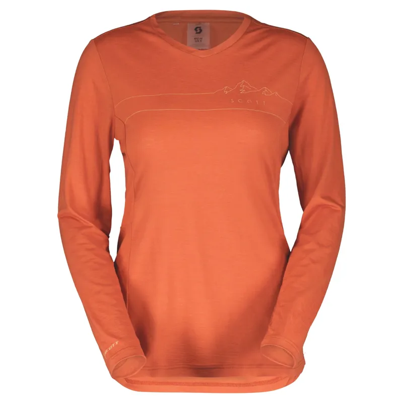 Scott Defined Merino Women's Long Sleeve Jersey - Braze Orange 1 Scott Defined Merino Women's Long Sleeve Jersey - Braze Orange