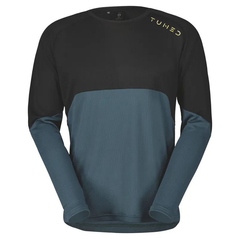 Scott Trail Tuned Men's Long Sleeve Jersey - Black/Aruba Green 2 Scott Trail Tuned Men's Long Sleeve Jersey - Black/Aruba Green - Image 2