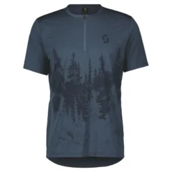 Scott Trail Flow Zip Men's Short Sleeve Jersey - Metal Blue/Dark Blue -Sportfu Bike Gear Shop 4032317378