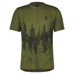 Scott Trail Flow Zip Men's Short Sleeve Jersey - Fir Green/Black