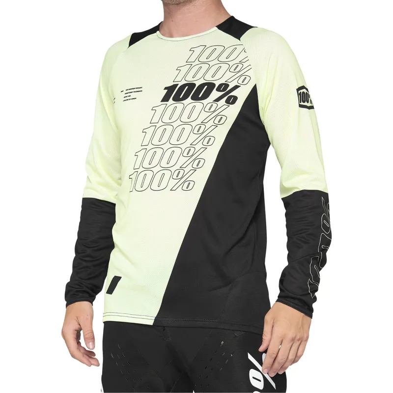 100 Percent R-Core Long Sleeve Jersey - Black/Yellow 4 100 Percent R-Core Long Sleeve Jersey - Black/Yellow - Image 4