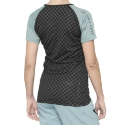 100 Percent Airmatic Womens Short Sleeve Jersey - Seafoam/Checkers -Sportfu Bike Gear Shop 44306 434 2