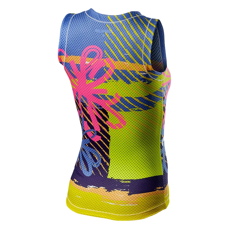 Castelli Pro Mesh Womens Sleeveless Base Layer - Pink Fluo Flower 1 Castelli Pro Mesh Womens Sleeveless Base Layer - Pink Fluo Flower