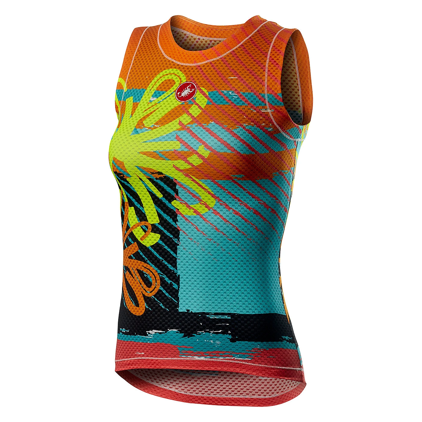 Castelli Pro Mesh Womens Sleeveless Base Layer - Orange Flower 2 Castelli Pro Mesh Womens Sleeveless Base Layer - Orange Flower - Image 2
