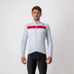 Castelli Puro 3 Thermal Men's Long Sleeve Jersey - Savile Blue/Silver -Sportfu Bike Gear Shop CS18511SILGrayREDReflex