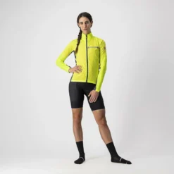 Castelli Squadra Stretch Women's Showerproof Jacket - Yellow Fluo/Grey -Sportfu Bike Gear Shop CS21529YELFluoGray
