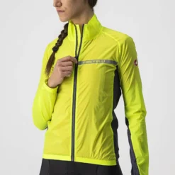 Castelli Squadra Stretch Women's Showerproof Jacket - Yellow Fluo/Grey -Sportfu Bike Gear Shop CS21529YELFluoGray3