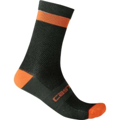 Castelli Alpha 18 Men's Socks - Black/Grey -Sportfu Bike Gear Shop CS21553GRNRED 1
