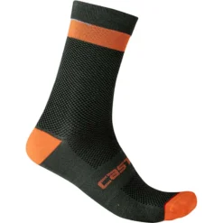 Castelli Alpha 18 Men's Socks - Military Green/Fiery Red -Sportfu Bike Gear Shop CS21553GRNRED