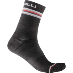 Castelli Go 15 Women's Socks - Dark Grey/White-Red -Sportfu Bike Gear Shop CS21557GrayWHT