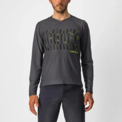 Castelli Trail Tech Men's Long Sleeve T-Shirt - Dark Grey/Black/Lime -Sportfu Bike Gear Shop CS220090301 1