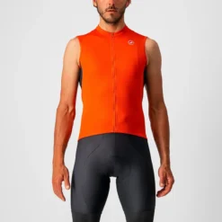 Castelli Entrata VI Men's Sleeveless Jersey - Fiery Red/Grey/Ivory