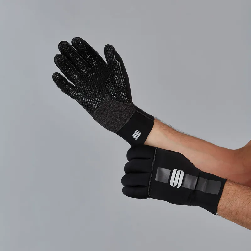 Sportful Neoprene Long Finger Gloves - Black 2 Sportful Neoprene Long Finger Gloves - Black - Image 2
