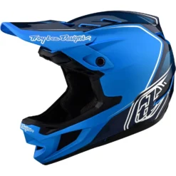 Troy Lee Designs D4 Composite MIPS Full Face Helmet - Qualifier White/Blue