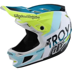 Troy Lee Designs D4 Composite MIPS Full Face Helmet - Qualifier White/Green -Sportfu Bike Gear Shop TLD14055900