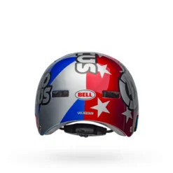 Bell Local BMX/Skate Helmet - Nitro Circus Gloss Silver/Blue/Red -Sportfu Bike Gear Shop bell local bmx skate helmet nitro circus gloss silver blue red back 1
