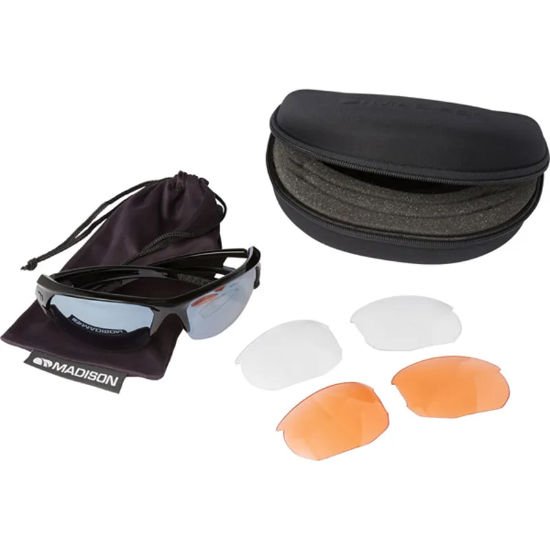 Madison Mission 3 Lens Pack Sunglasses - Gloss Black 2 Madison Mission 3 Lens Pack Sunglasses - Gloss Black - Image 2