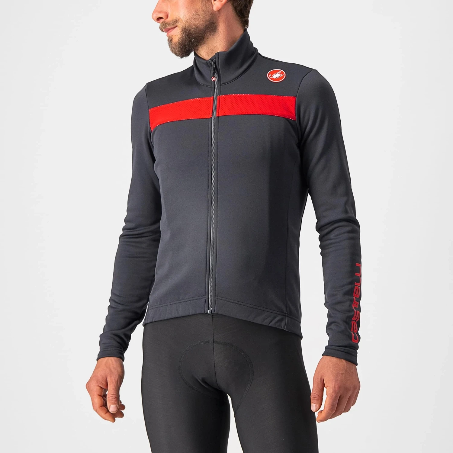 Castelli Puro 3 Men's Long Sleeve Jersey - Nickel Grey/Black Reflex 3 Castelli Puro 3 Men's Long Sleeve Jersey - Nickel Grey/Black Reflex - Image 3