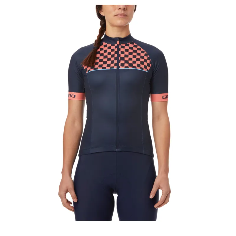 Giro Womens Chrono Sport Short Sleeve Jersey - Blue Checks 3 Giro Womens Chrono Sport Short Sleeve Jersey - Blue Checks - Image 3